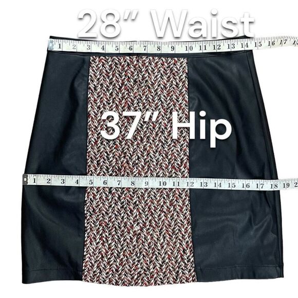 BCBGMAXAZRIA Faux Leather Tweed Mini Skirt Sz S - Picture 9 of 12